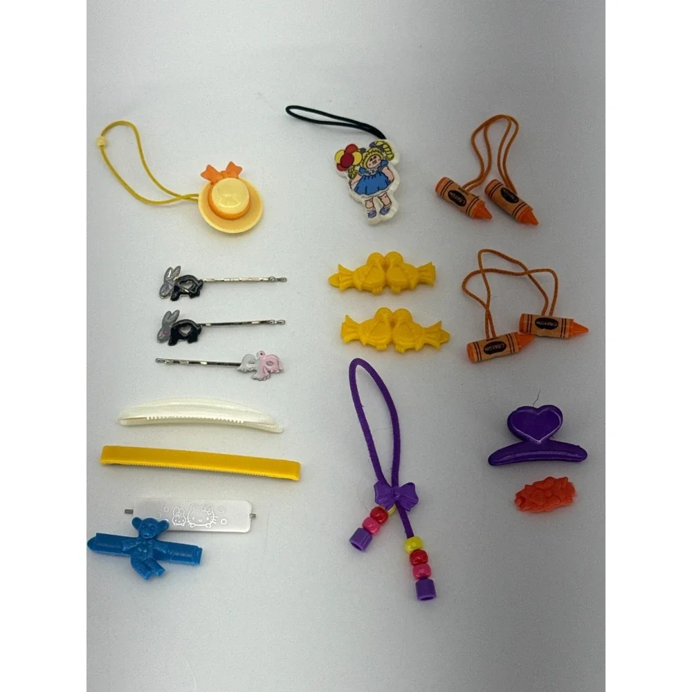 Vintage 1980s Kids Hair Accessories Lot Barrettes Clips Charms Cabbage Patch 20
